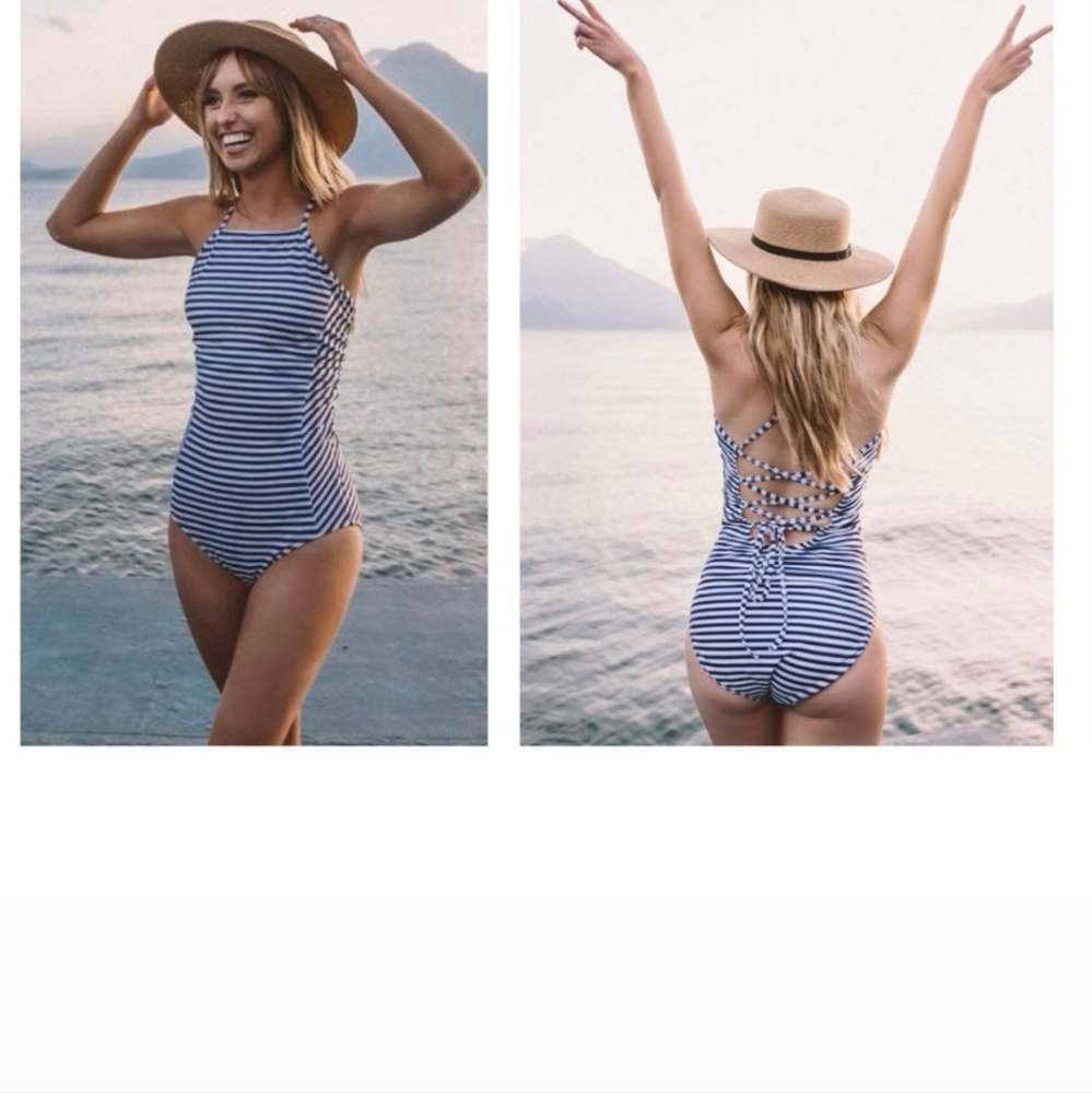 Albion The Weekender One-Piece Swimsuit in Blue & White